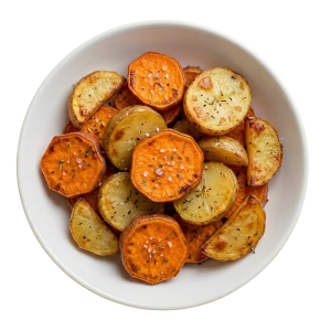 Ломтики батата и картофеля